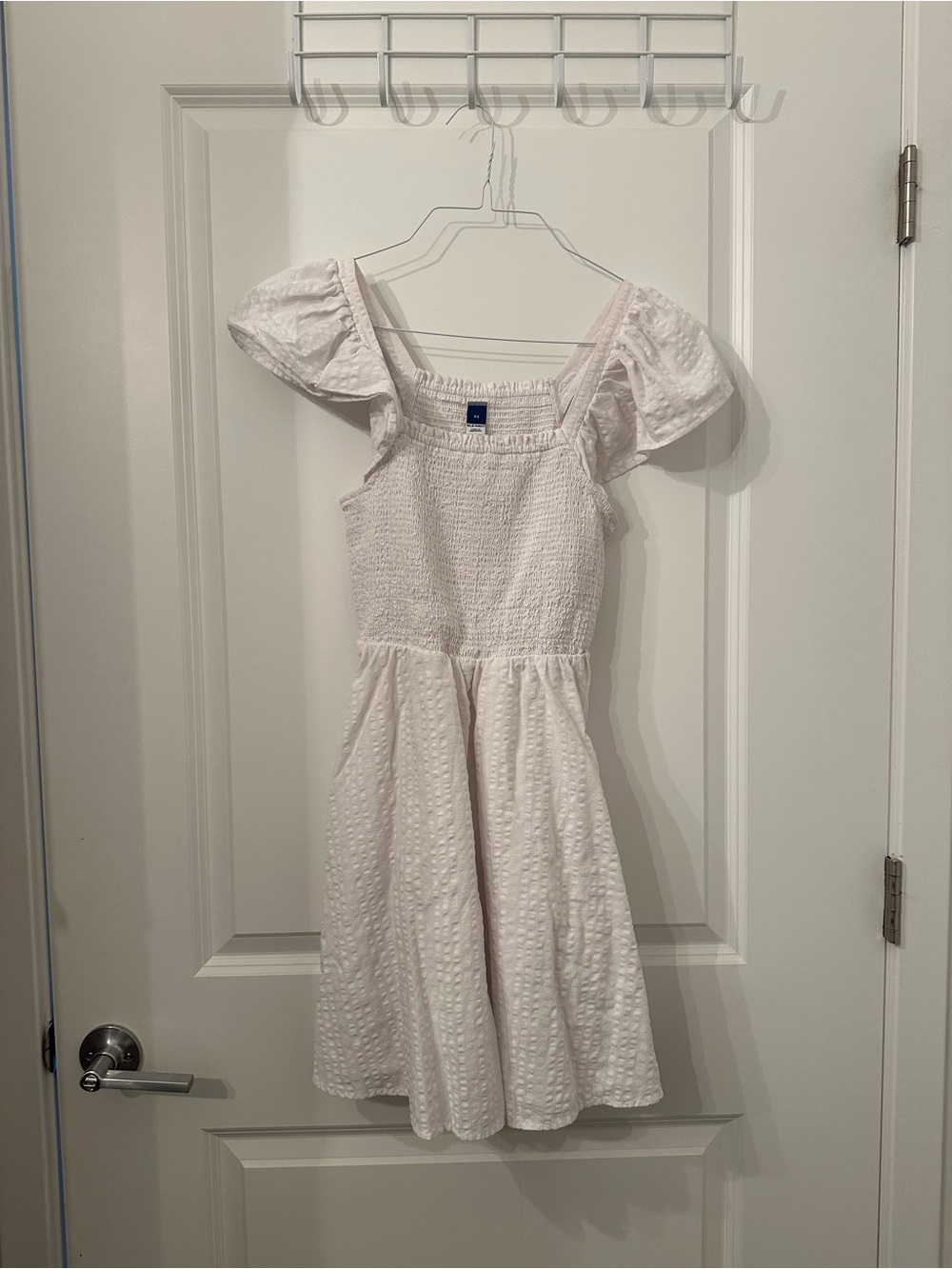 Fit & Flare Flutter-Sleeve Smocked Seersucker Mini Dress - Picture 2 of 3